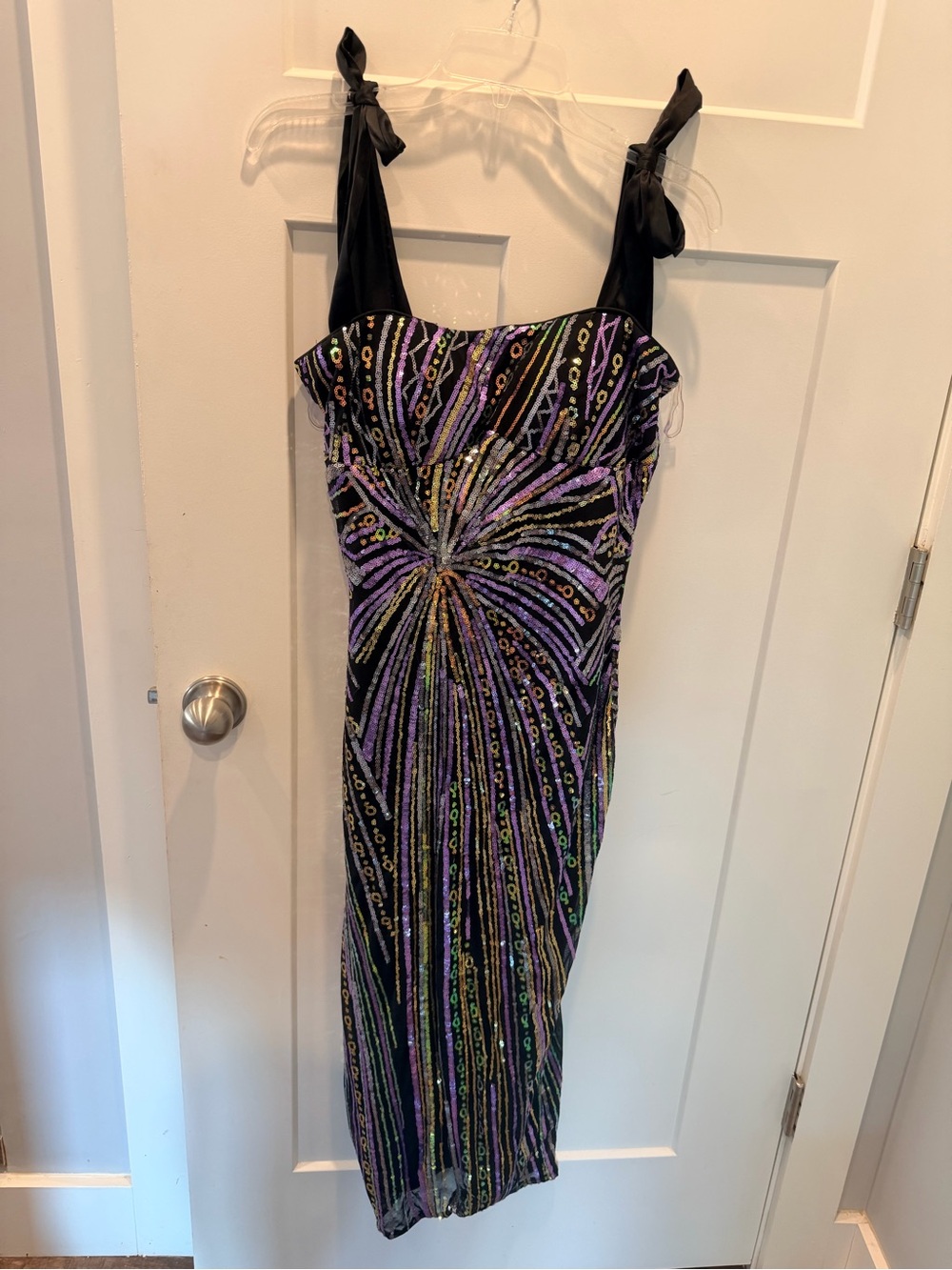 Miss Ord Size 10 Black Multicolor Sequin Bodycon Cocktail Party Dress